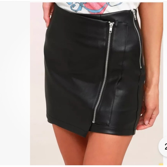 Lulus Dresses & Skirts - Lulus vegan black leather mini skirt, size medium